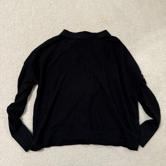 Loft v-neck button up boxy fit black cardigan in M - Picture 5 of 6